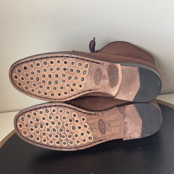 Tods Ankle Booties Women's‎ Brown Leather Lace Up Size 37 US 7 - Picture 9 of 12